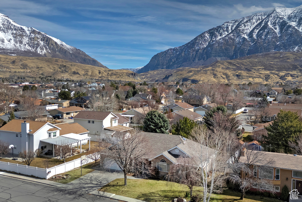 View of mountain feature with a residential view