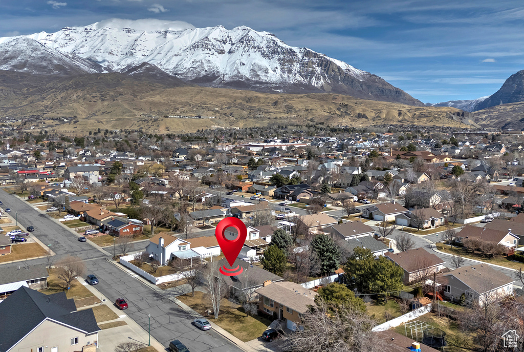 Bird's eye view with a mountain view and a residential view