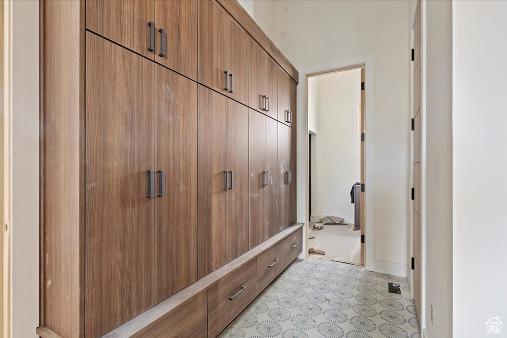 Mudroom with light flooring