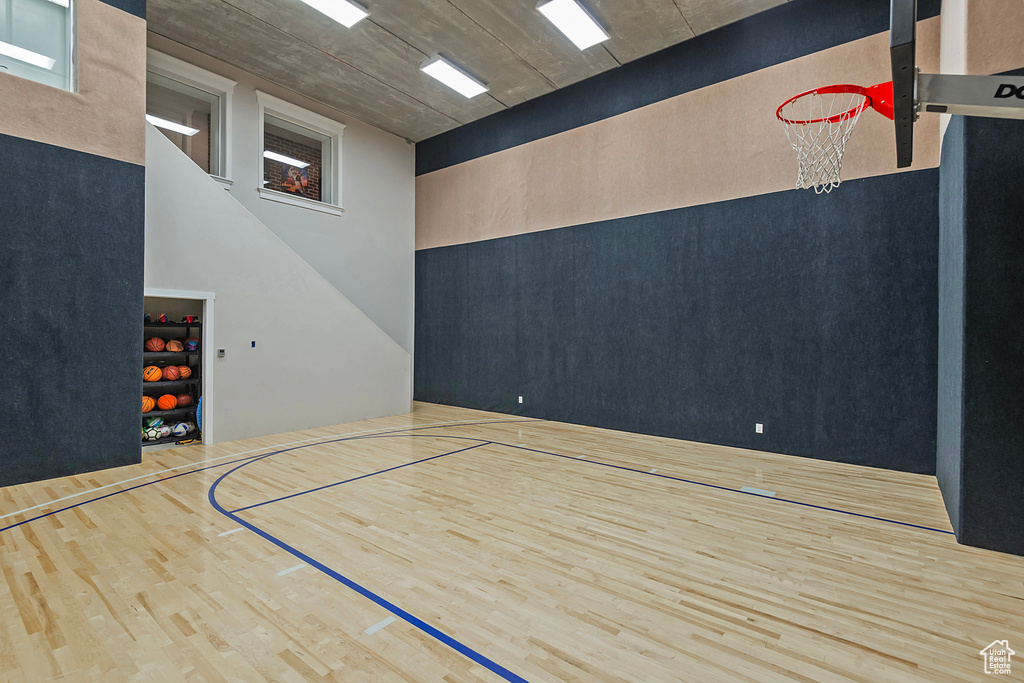 View of basketball court featuring community basketball court