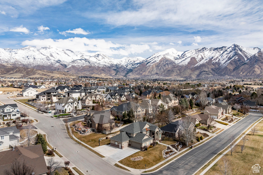 View of mountain background with nearby suburban area