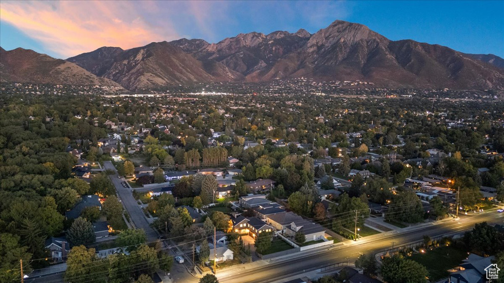 Drone / aerial view with a mountain view