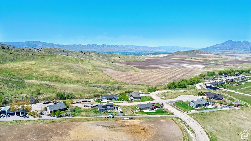 Aerial view of a mountainous background