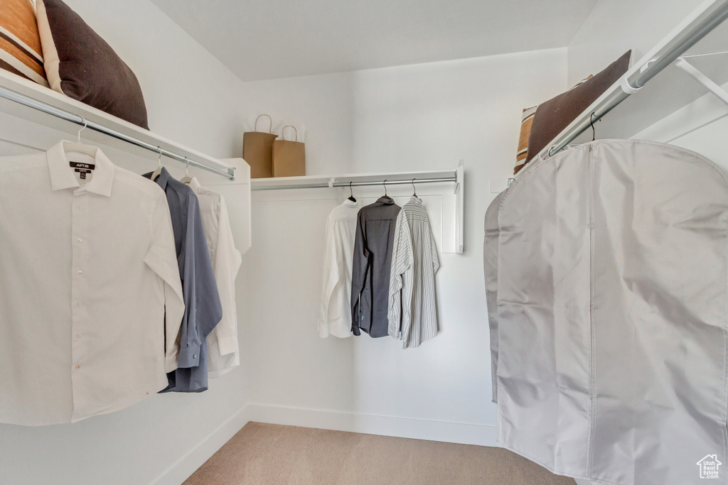 Spacious closet with carpet