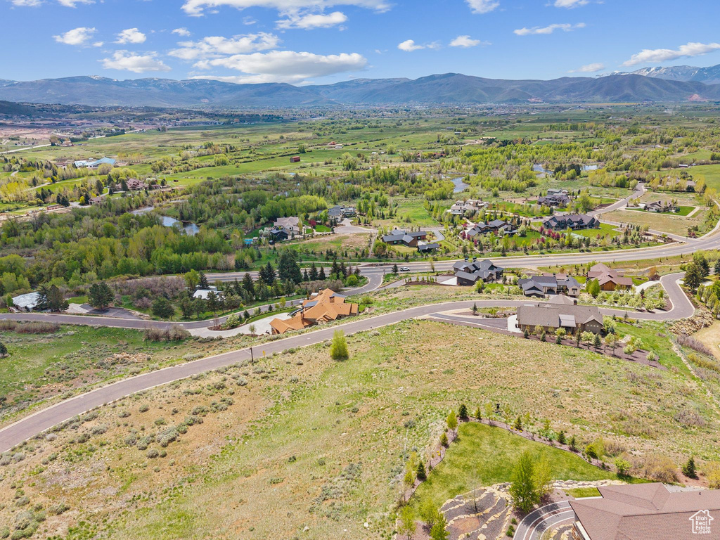 Drone / aerial view of a mountain backdrop