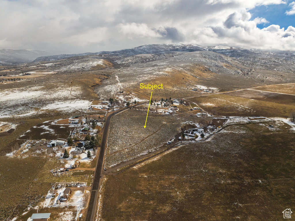 Drone / aerial view with a mountain view