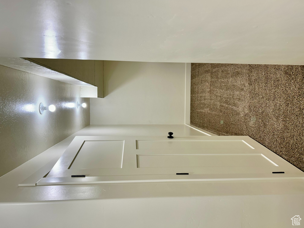 Finished below grade area with baseboards, carpet floors, and a textured ceiling