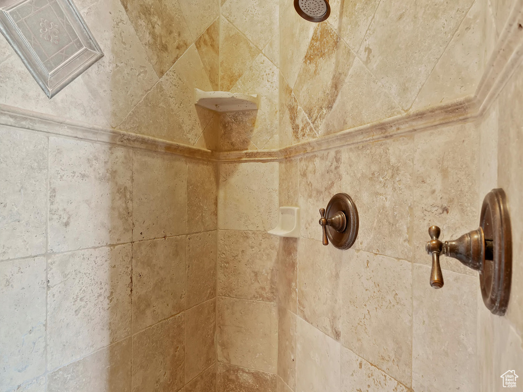 Room details featuring tiled shower