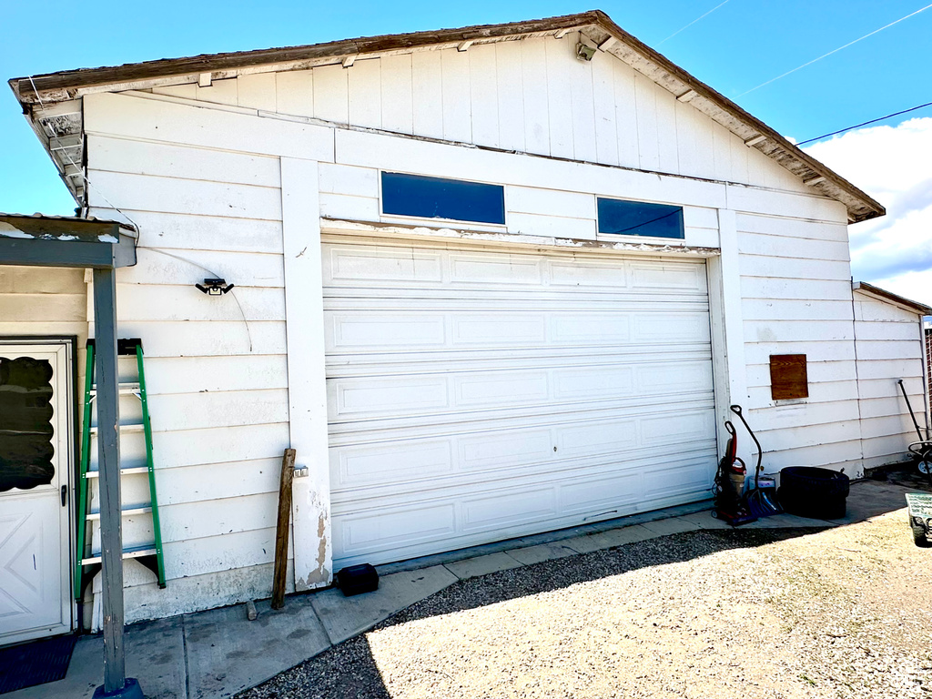 View of garage