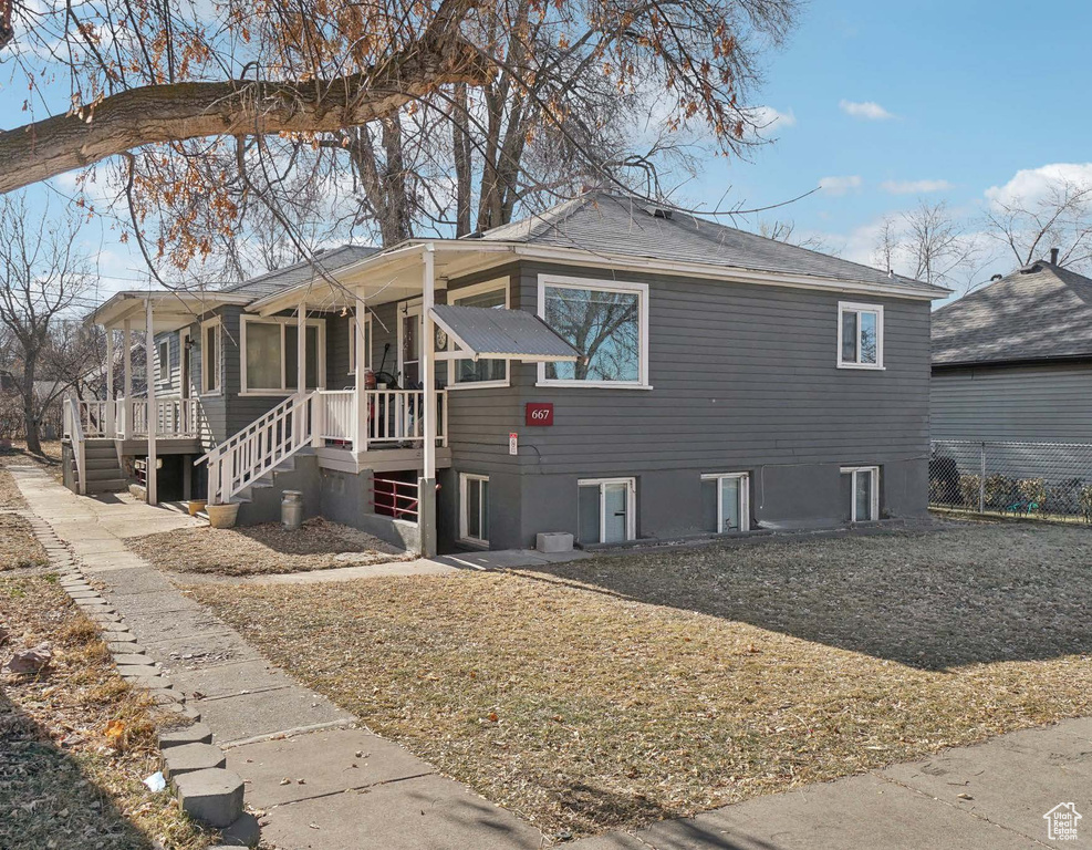 View of front of property with fence