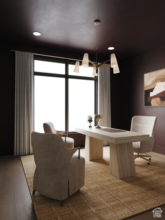 Living room with recessed lighting