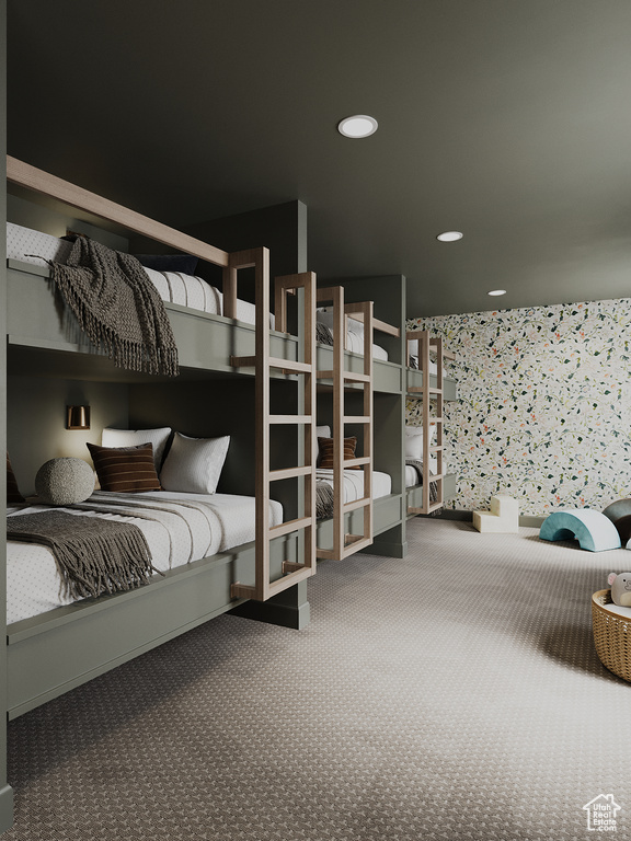 Bedroom with carpet floors and recessed lighting
