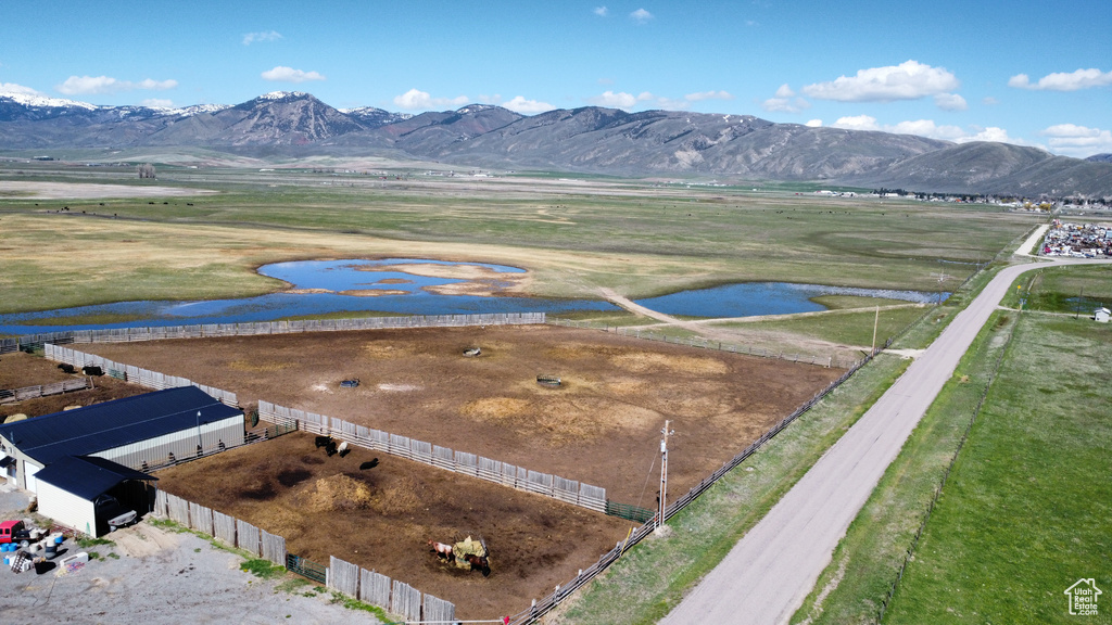 Drone / aerial view of a water and mountain view
