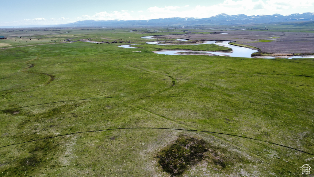 Drone / aerial view of a water and mountain view