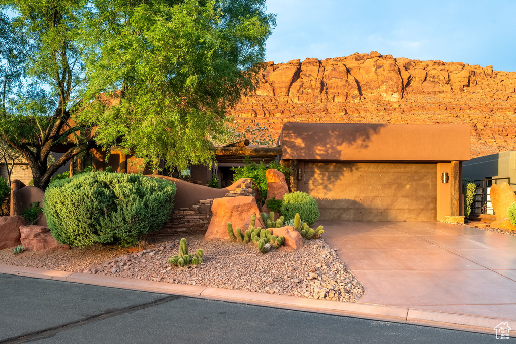 View of front of home with a garage