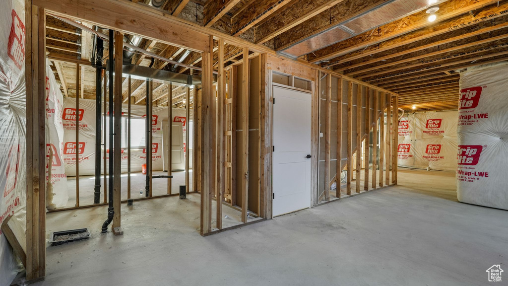 View of unfinished basement