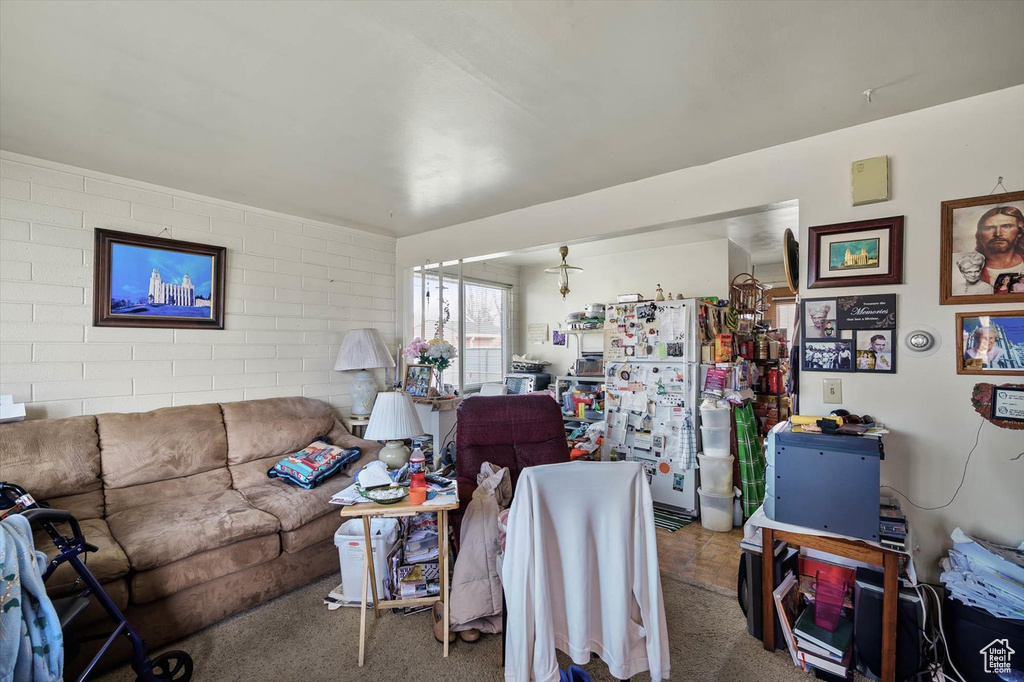 Living room with carpet flooring