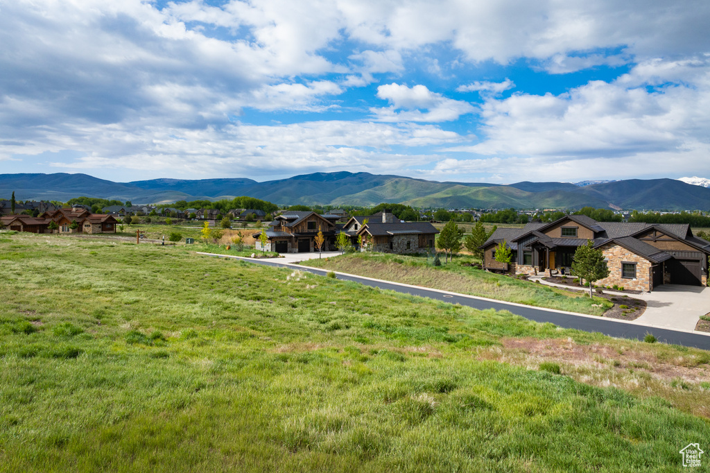 View of mountain background with nearby suburban area