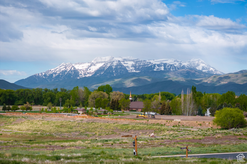 View of mountain background with rural landscape