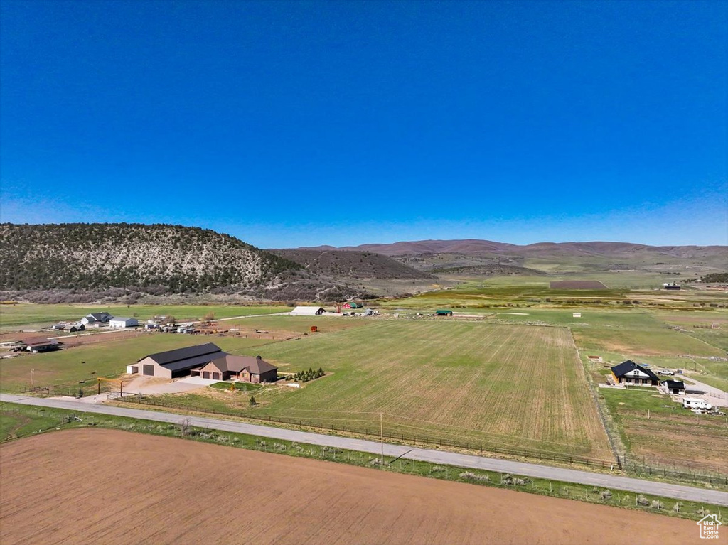 Drone / aerial view featuring a rural view and a mountain view