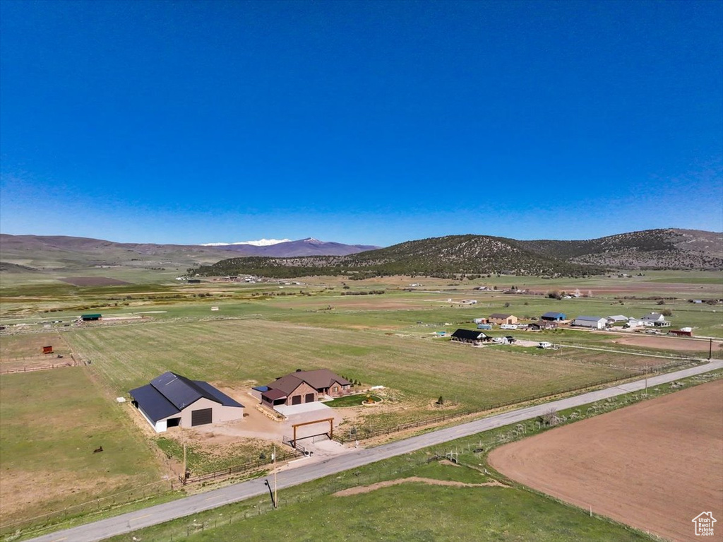 Drone / aerial view featuring a rural view and a mountain view
