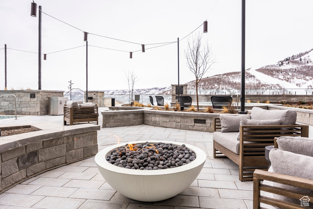 View of patio / terrace featuring a fire pit