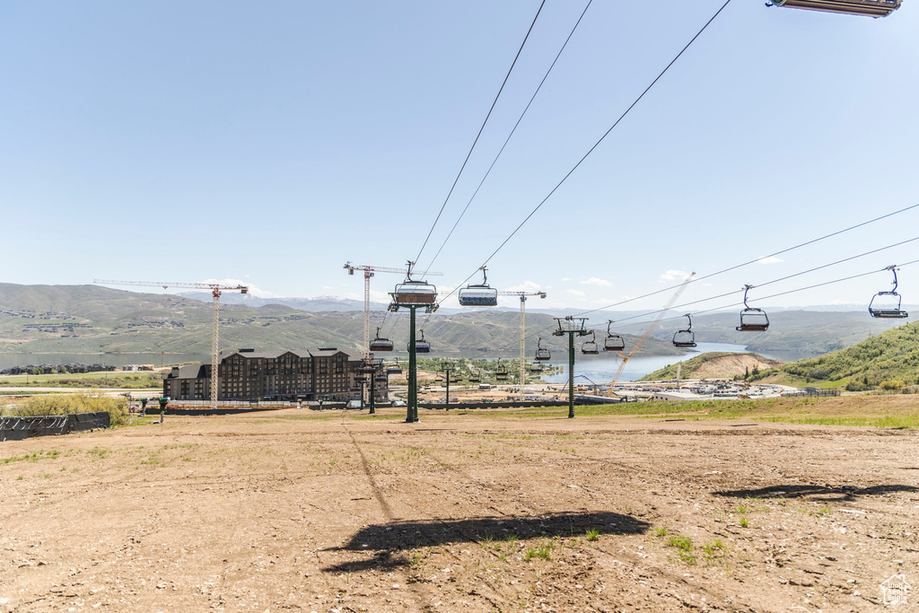 View of yard with a mountain view