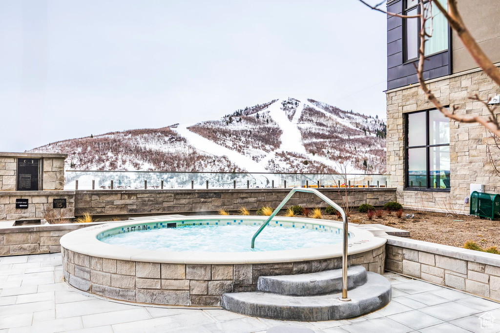 Exterior space with a mountain view