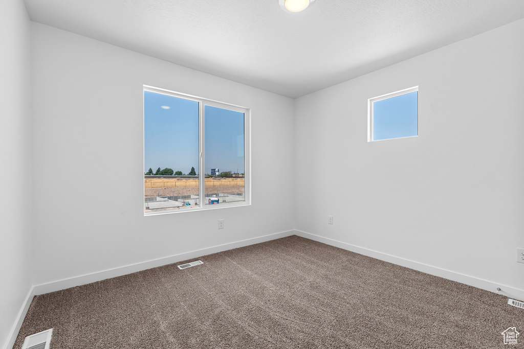 Spare room with visible vents, baseboards, and carpet