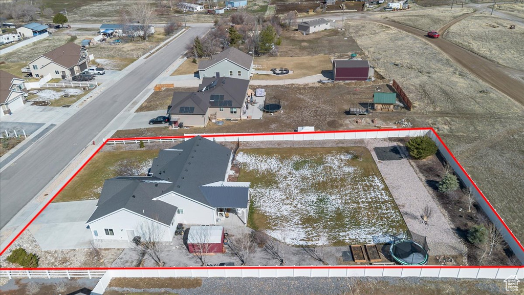 Birds eye view of property featuring a residential view