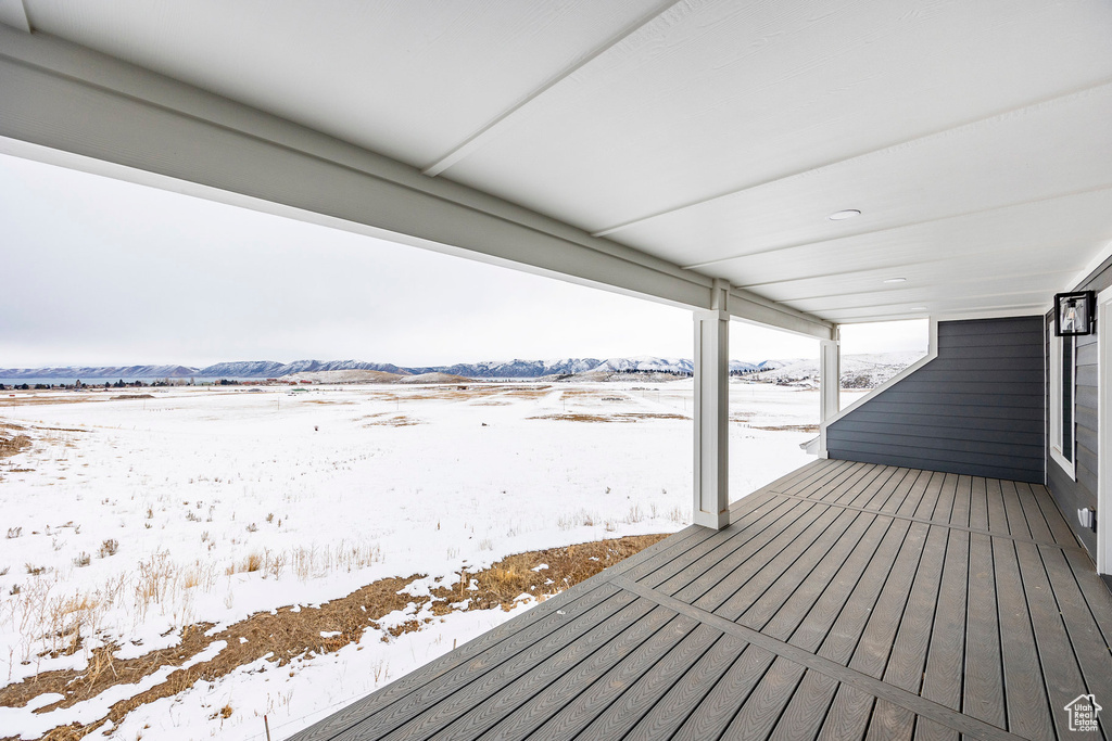 View of snow covered deck