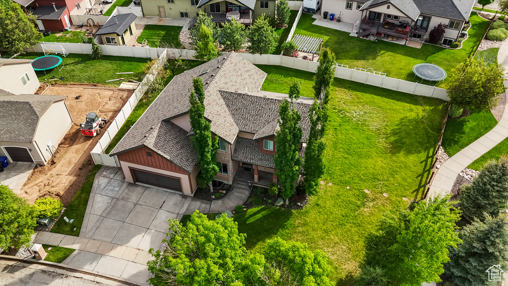Aerial perspective of suburban area