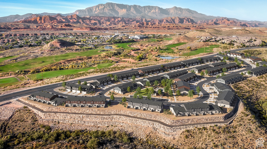 Bird's eye view featuring a mountain view and a residential view