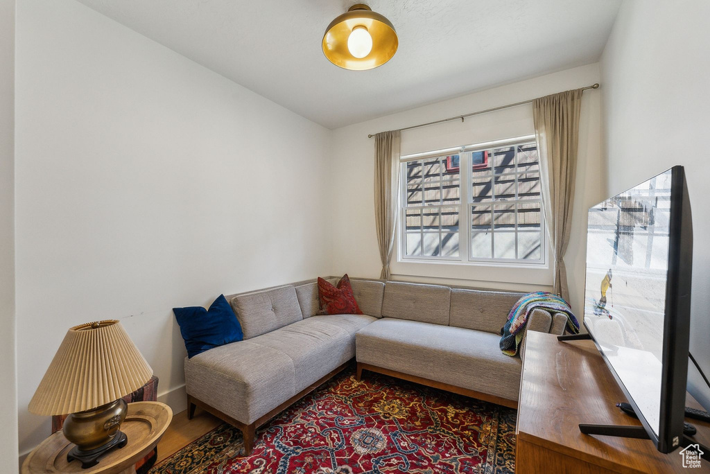Living room with wood finished floors