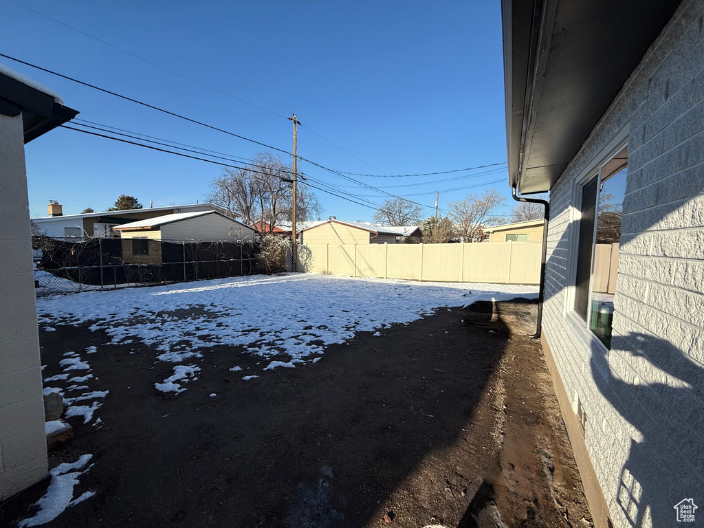 View of yard with a fenced backyard