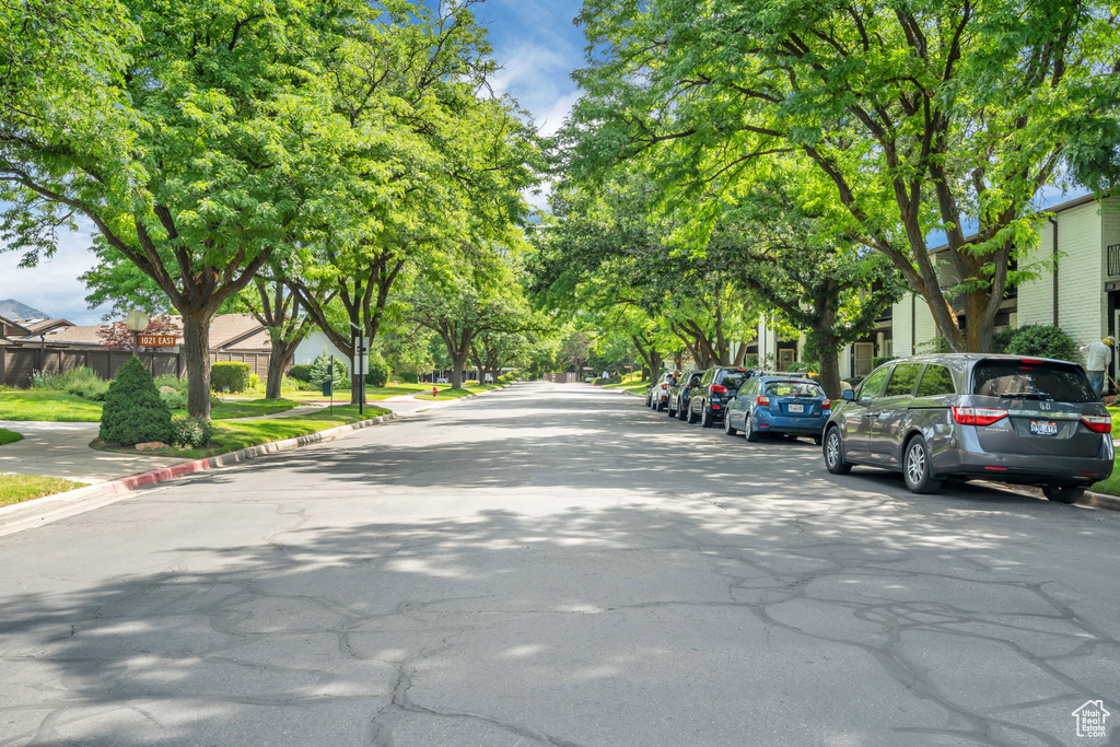 View of street featuring a residential view and curbs