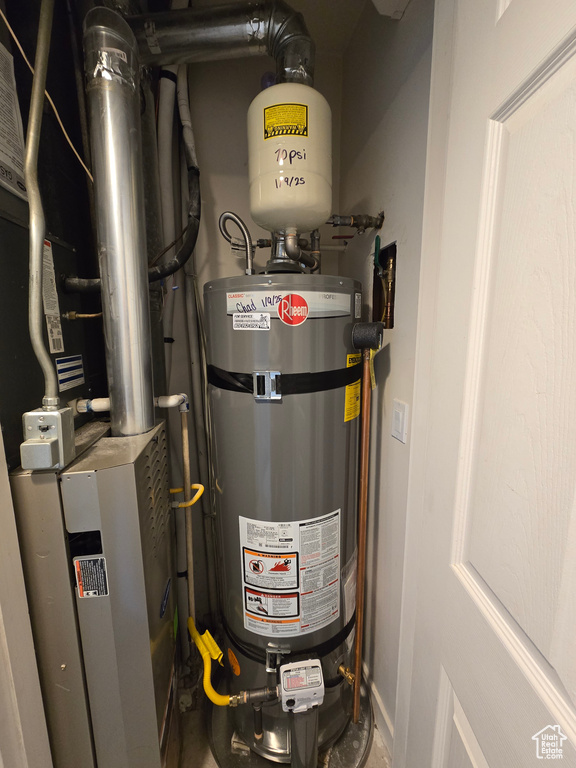 Utilities with heating unit and secured water heater