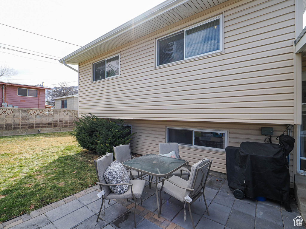 View of patio / terrace featuring outdoor dining space and area for grilling