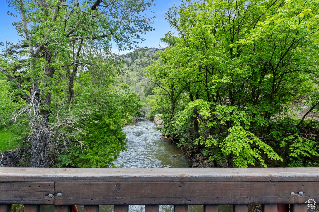 Property view of water with a view of trees