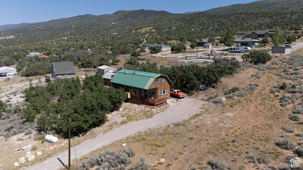 Bird's eye view with a mountain view