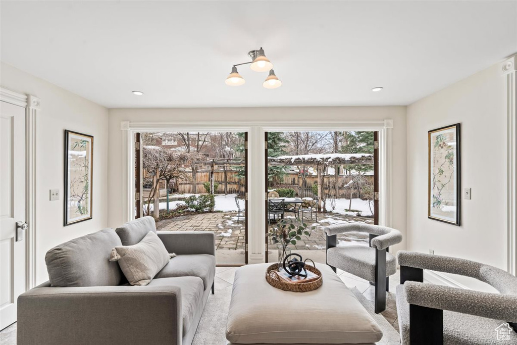 Living room featuring recessed lighting