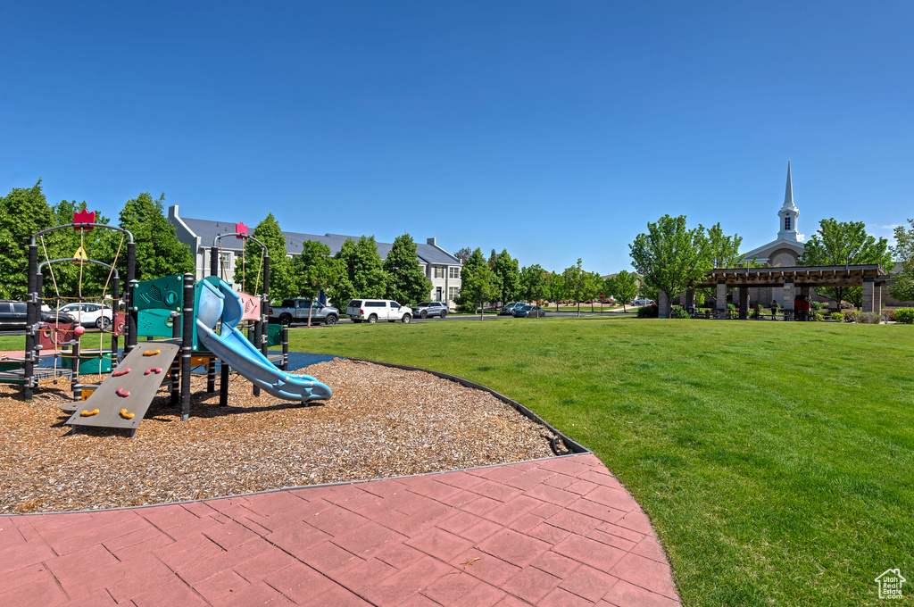 Community play area with a yard