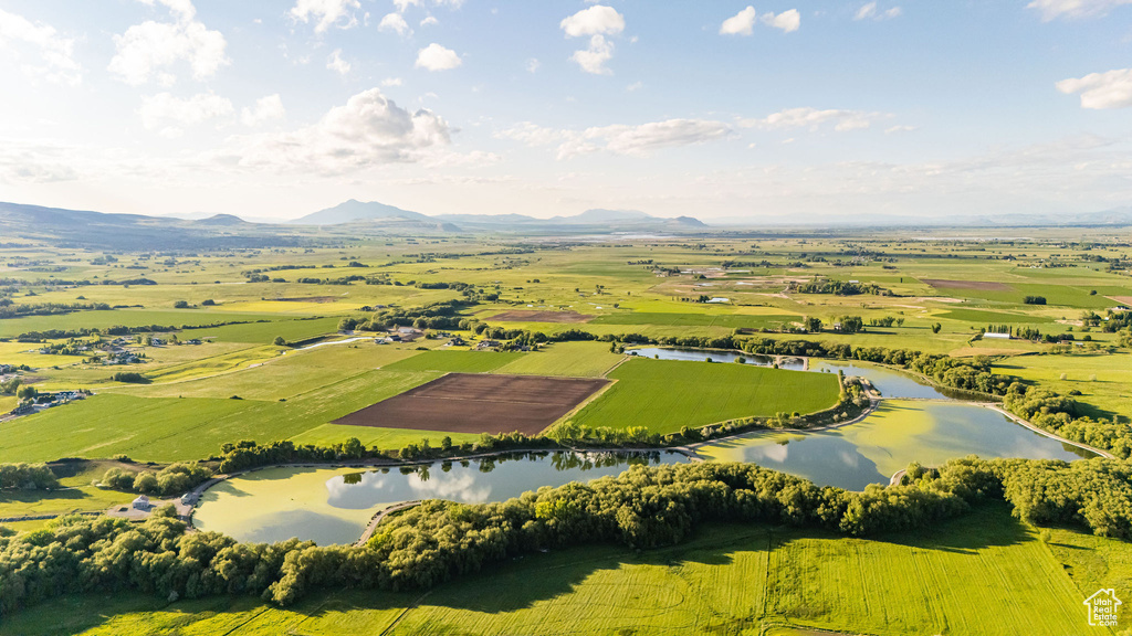 Drone / aerial view of a water and mountain view