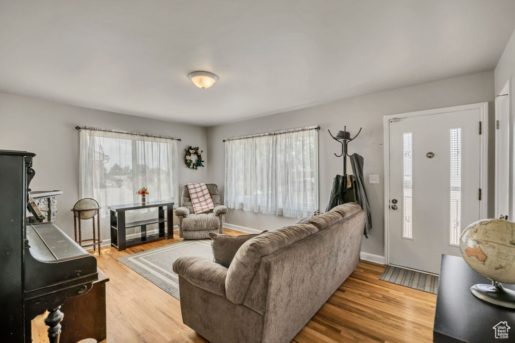 Living room featuring wood finished floors