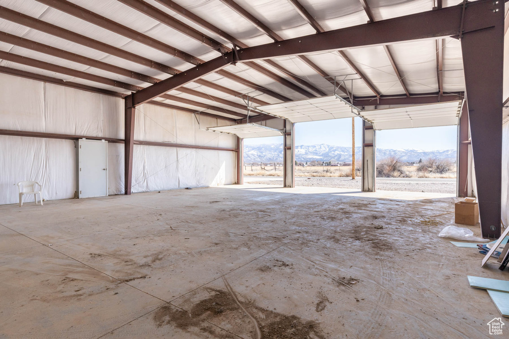 Garage with a mountain view