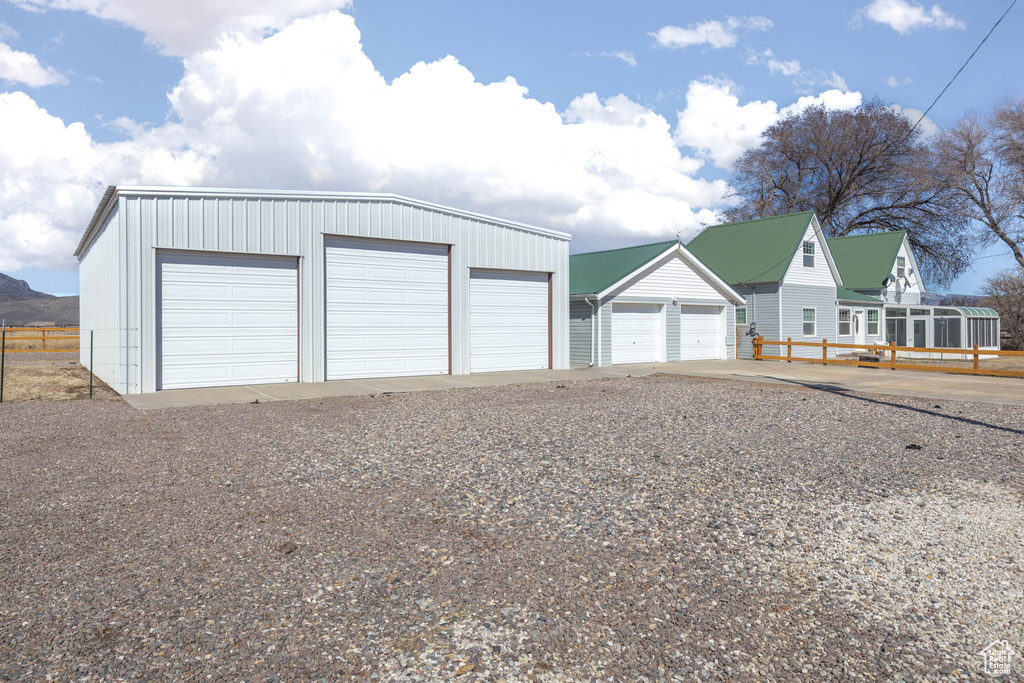 View of detached garage
