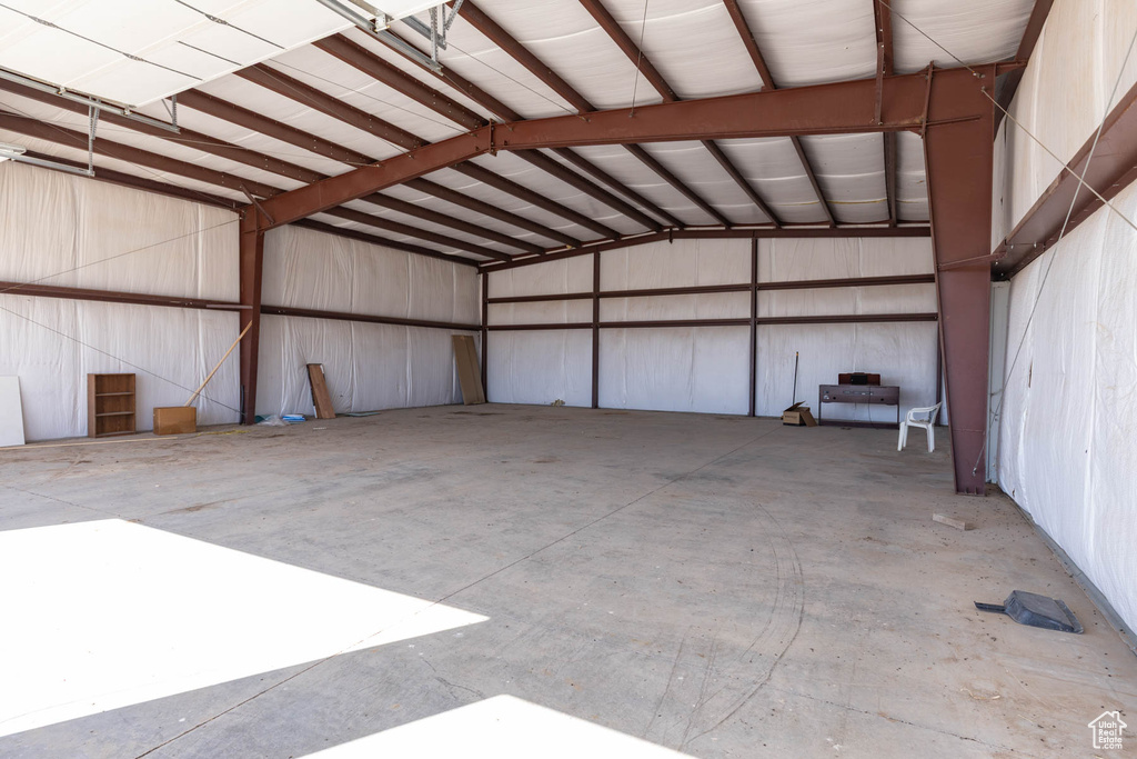 Garage with metal wall