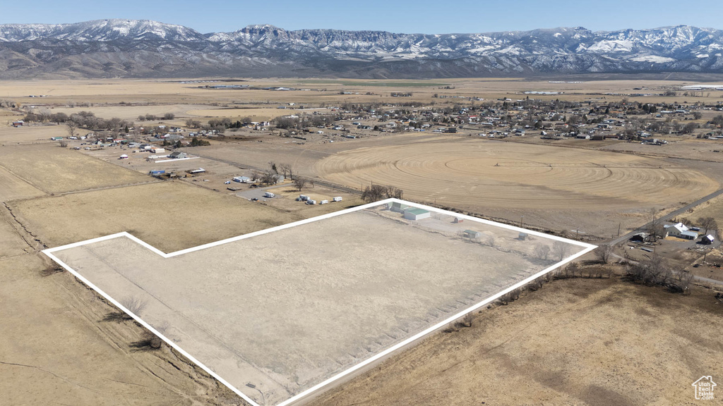 Aerial view with a mountain view and a rural view