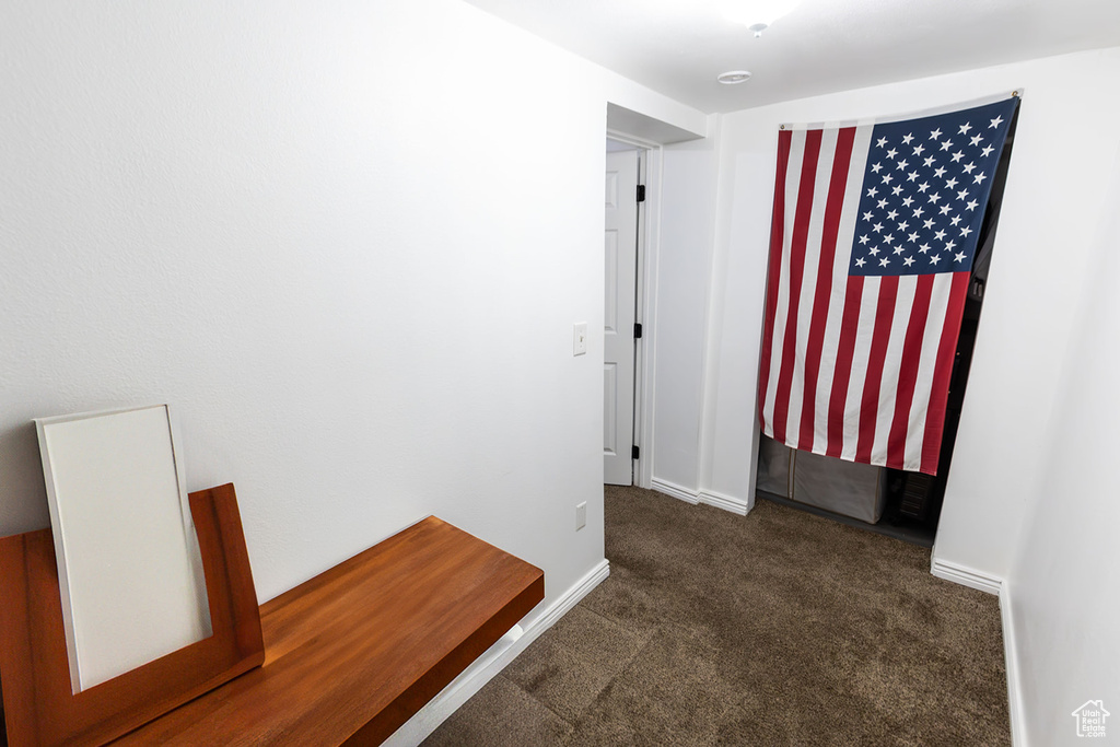 Hall with baseboards and carpet flooring