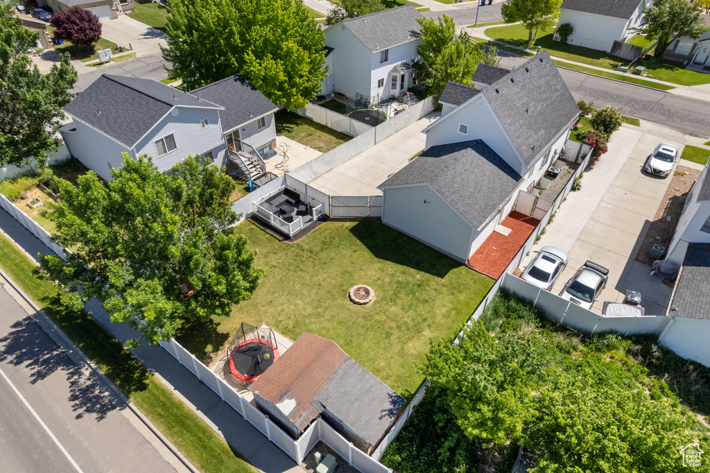 Aerial perspective of suburban area